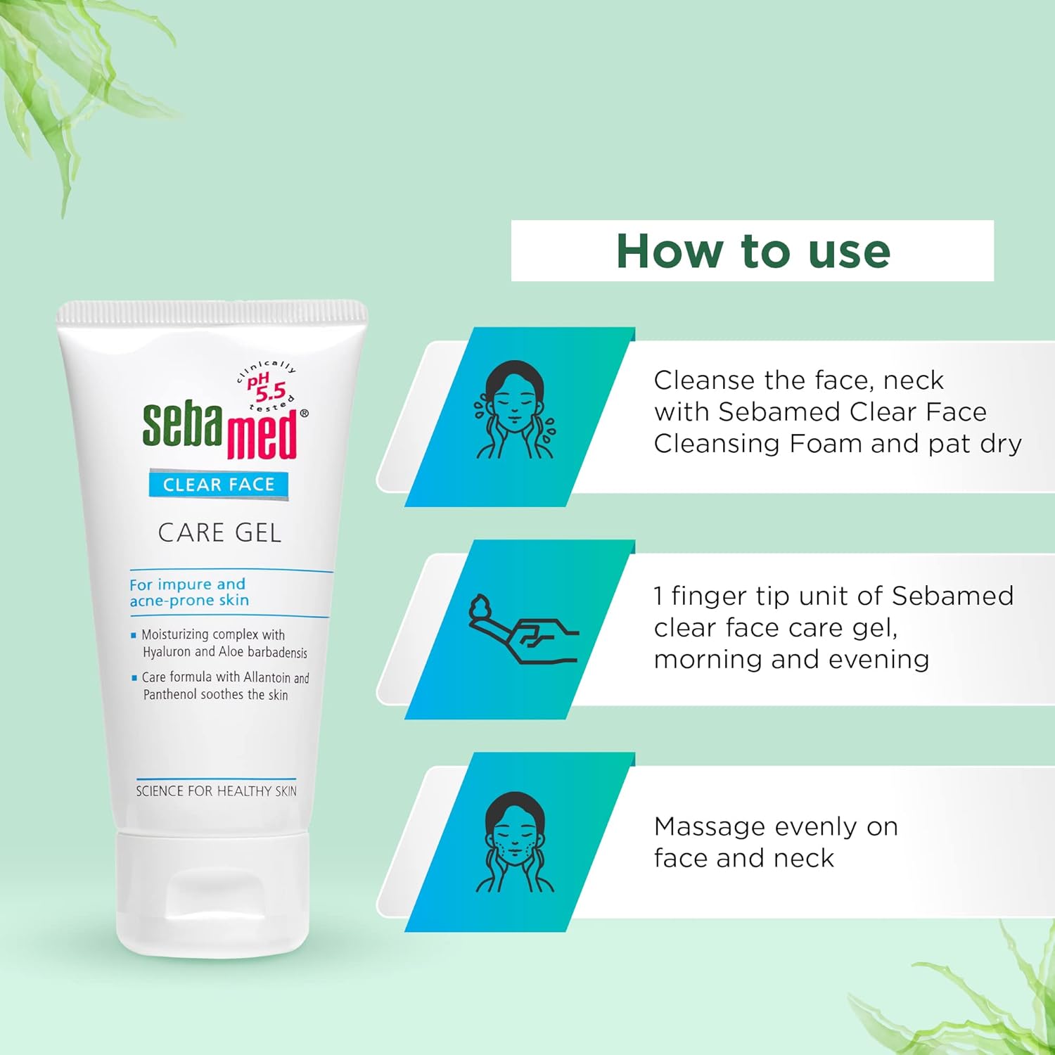 Sebamed Clear Face Care Gel , 50 ml | pH 5.5  |Acne/ pimple prone skin|Hyaluronic acid & Aloe Vera|Water based Moisturiser | non sticky l Toxin free