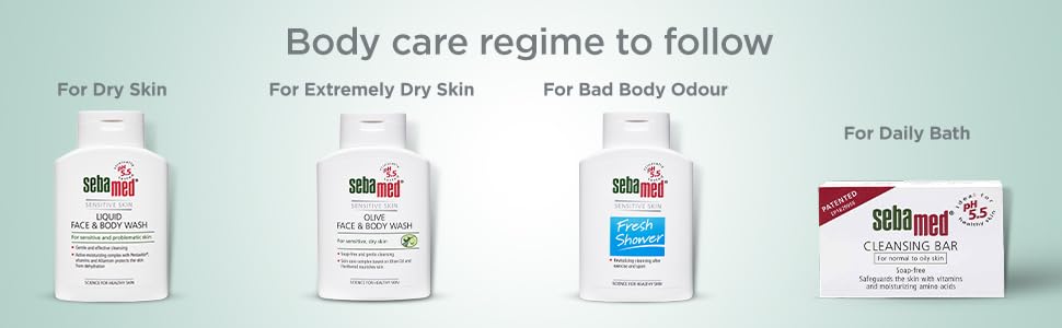 Sebamed Olive Face & Body Wash, Extra Mild For Sensitive, Dry Skin, Ph 5.5, Soap Free, Gentle Cleansing, Olive Oil + Panthenol Nourishes Skin, Dermatologically & Clinically Tested, 200 ml