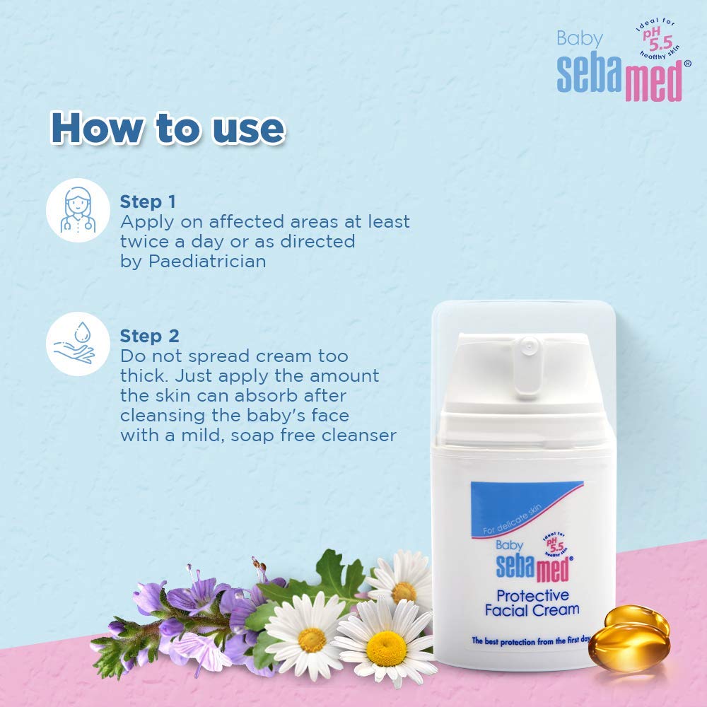 Sebamed Protective Facial Cream|pH 5.5|Baby Face Cream|Vitamin E for Soft Skin|Ideal for salivary rashes