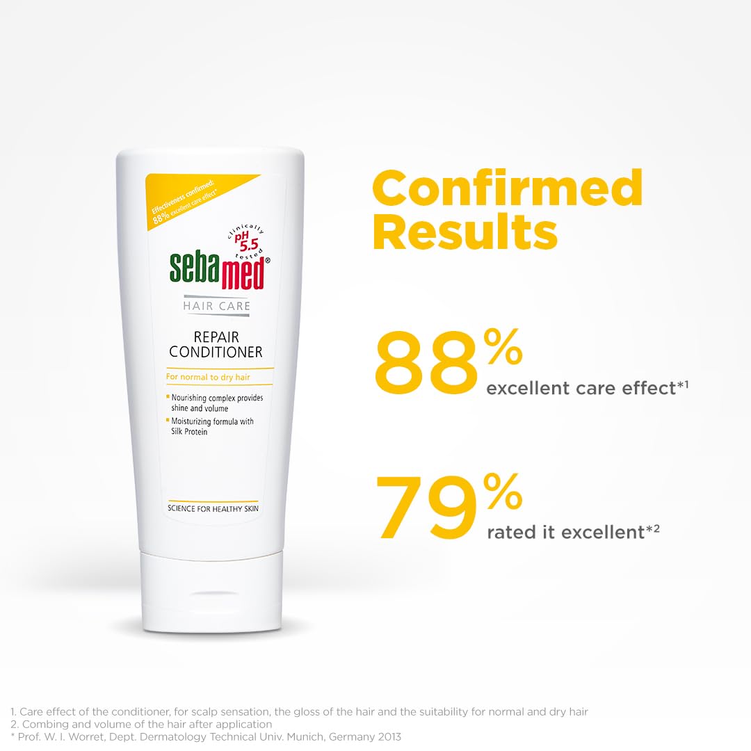 Sebamed Hair Repair Conditioner | Ph5.5 I 88% 'Excellent Care' Results | Repairs Dry, Damaged Hair & Scalp | Moisturizing Formula Adds Shine & Volume Unscented, 200 ml