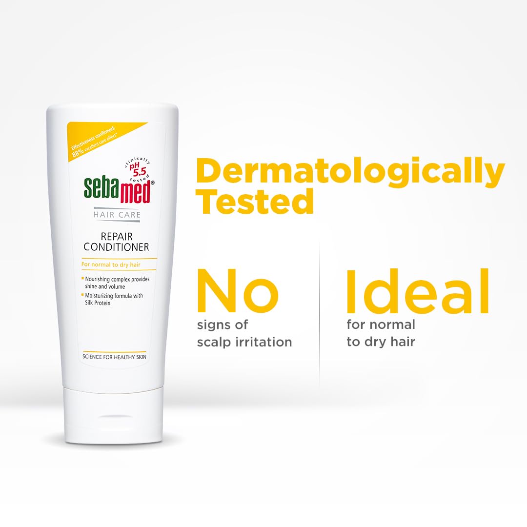 Sebamed Hair Repair Conditioner | Ph5.5 I 88% 'Excellent Care' Results | Repairs Dry, Damaged Hair & Scalp | Moisturizing Formula Adds Shine & Volume Unscented, 200 ml