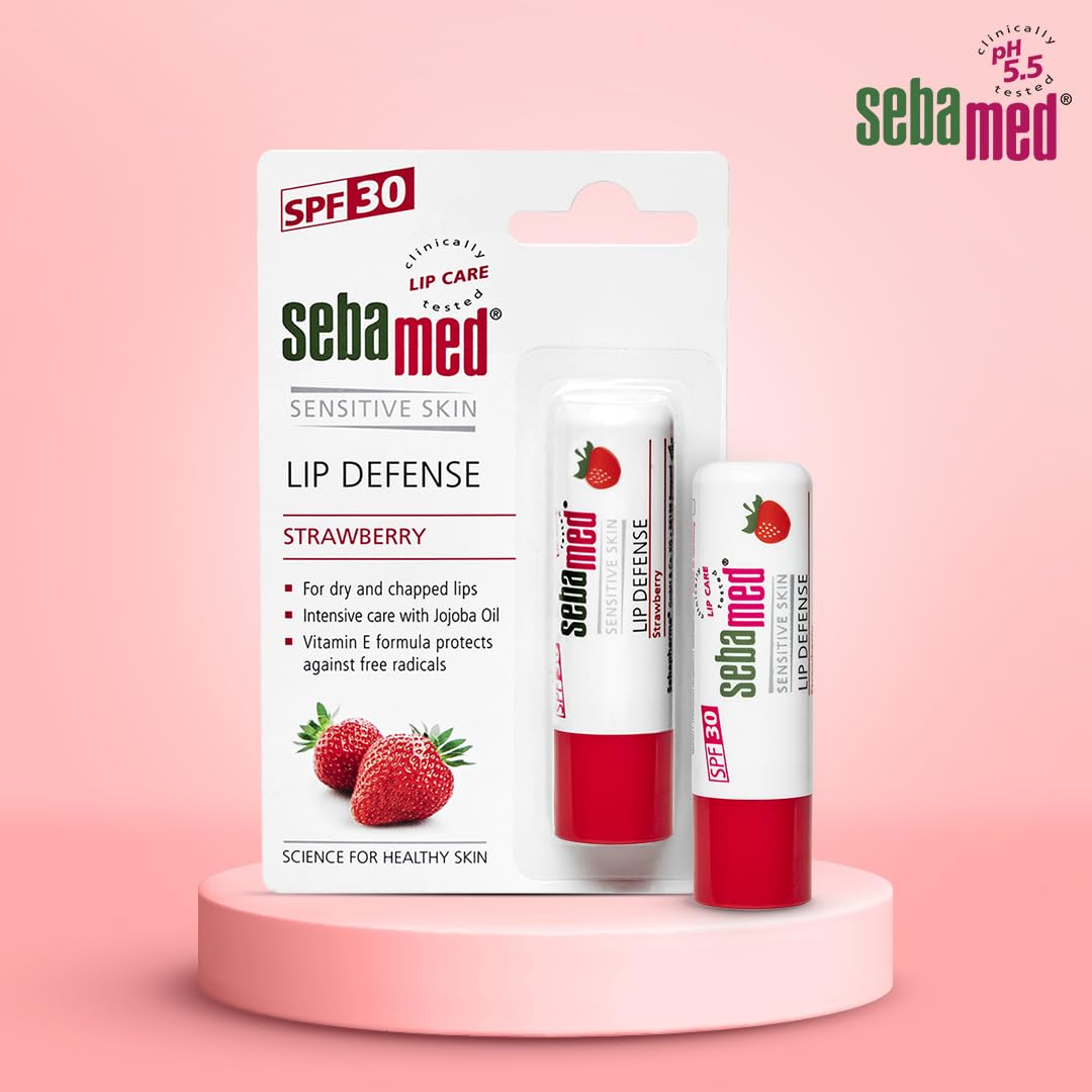 Sebamed Lip Defense Lip Balm With SPF 30 + Vit E | Regenerates Dry, Chapped Lips | Intensive Care With Vit E, Jojoba Oil & Chamomile |Clinically Tested | For Men & Women, 4.8g