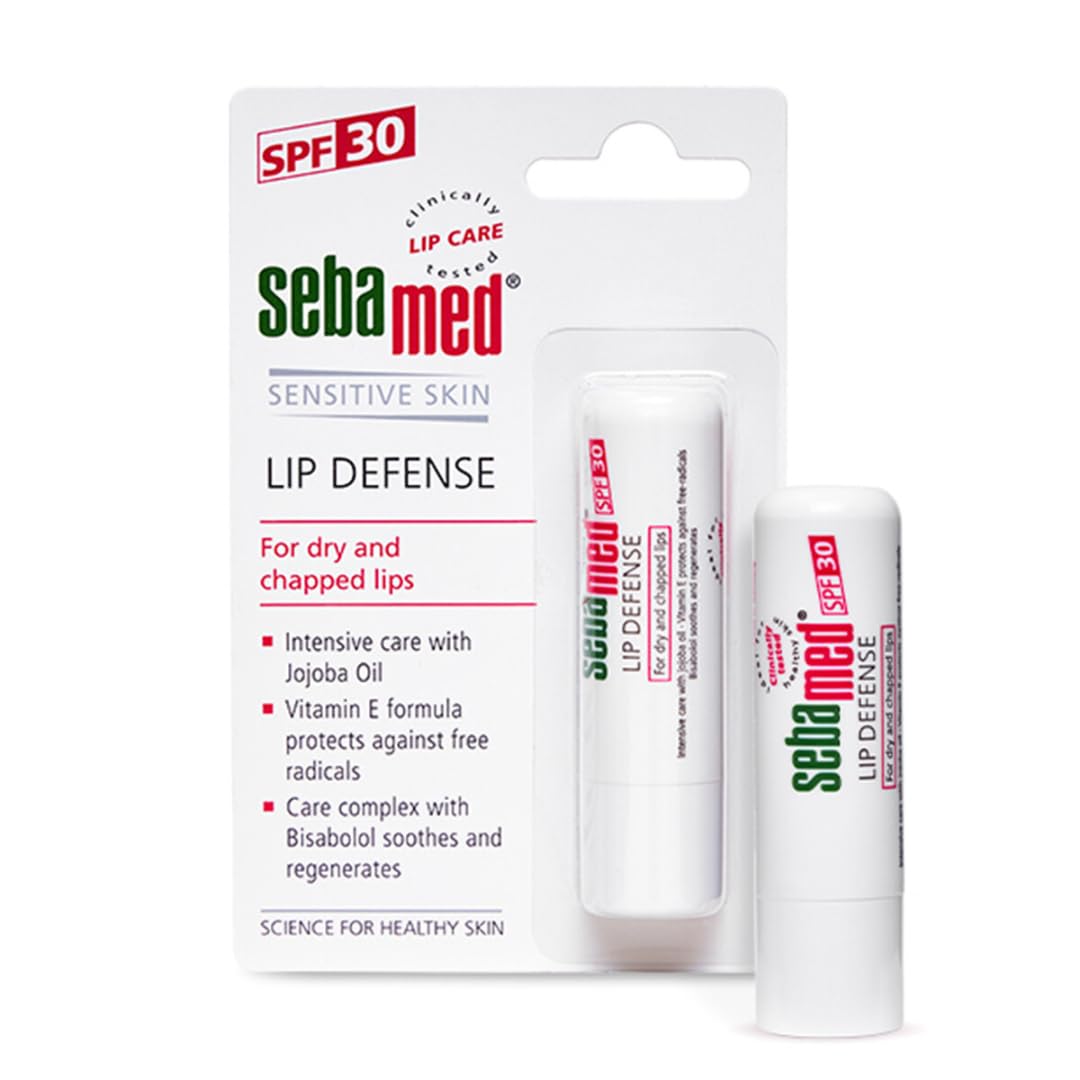 Sebamed Lip Defense Lip Balm With SPF 30 + Vit E | Regenerates Dry, Chapped Lips | Intensive Care With Vit E, Jojoba Oil & Chamomile |Clinically Tested | For Men & Women, 4.8g