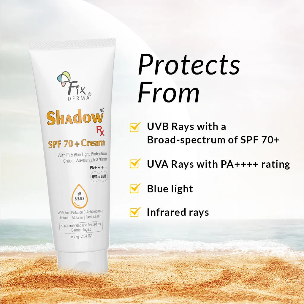 Shadow SPF 70+ Cream, 75g | Protects from Harmful UV, IR radiations and Blue Light