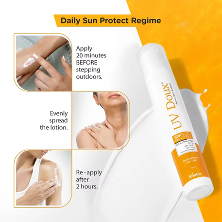 UV Doux Sunscreen Lotion with SPF 30 | Oil Free Formula | Sweat & Water Resistant | Lightweight, Non-Greasy and Non-Comedogenic | For All Skin Types, 50ml
