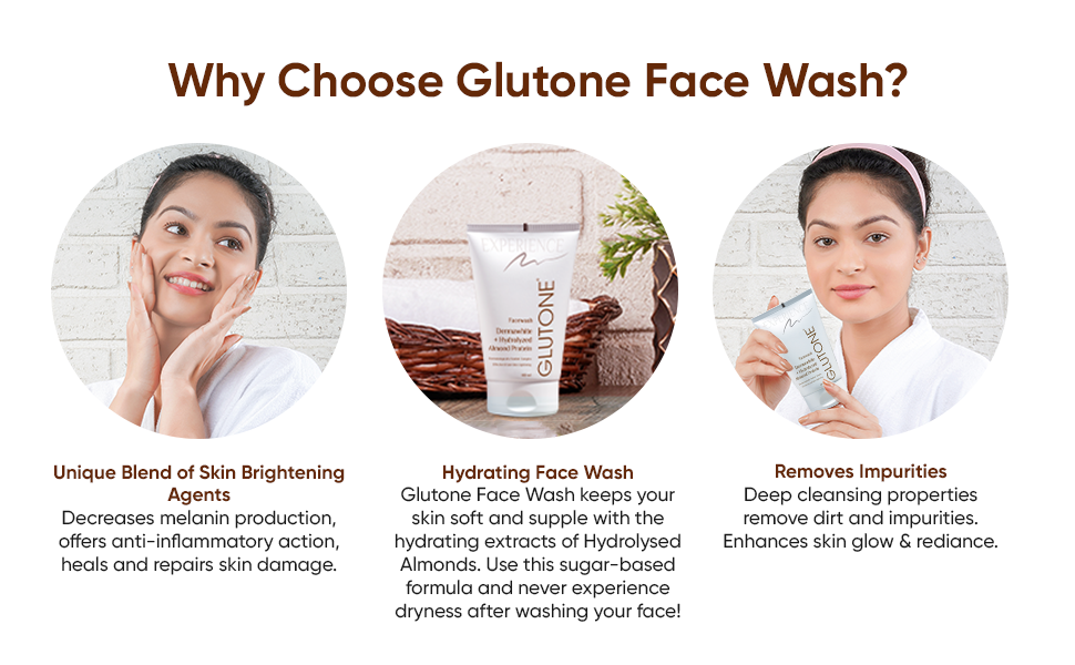 Glutone Face Wash| Glow & Radiance Face Wash| With Saxifrage, Papaya & Guava Extract| Enriched Hydrolyzed Almond Protein| Sugar-Based Formula| 100ml